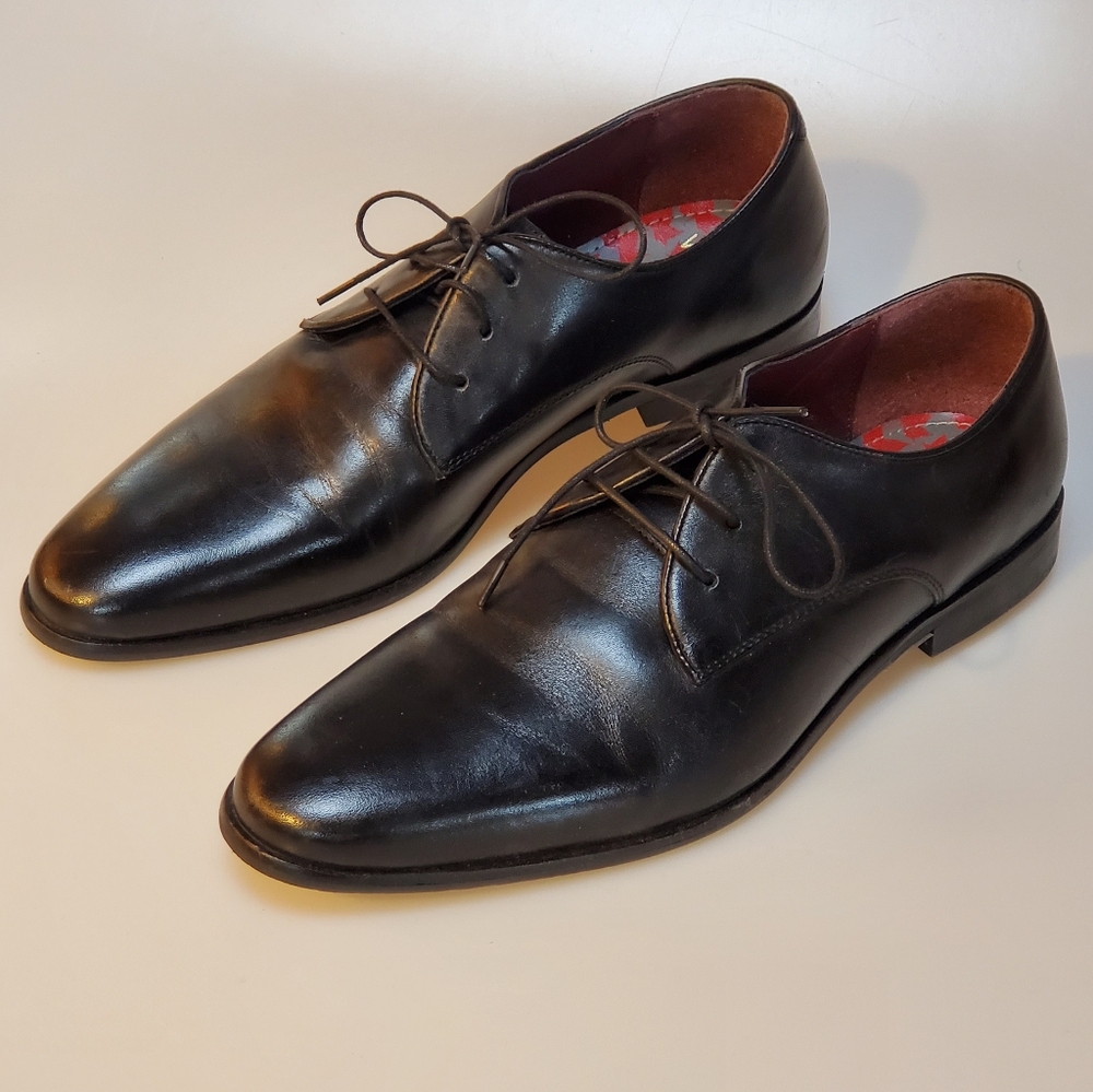 WALK London Classic Black Leather Men's Derby Dress Shoes - Size 10
